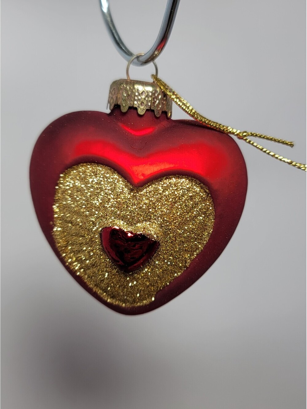 Vintage Thomas Pacconi Heart Hand Painted And Blown Glass christmas ornaments
